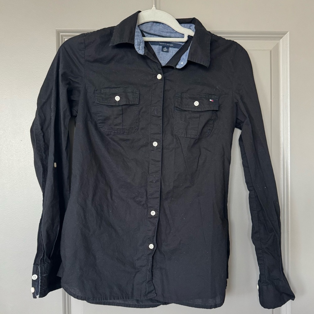Tommy Hilfiger Navy Button Down Blouse